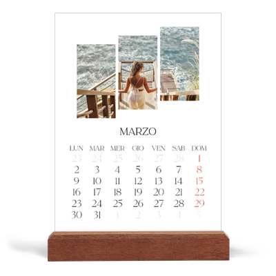 Calendario con supporto in legno verticale  — Mosaici di viaggio [Marzo]