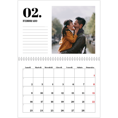 Calendario A4 Doppio — Serif e momenti [Febbraio]