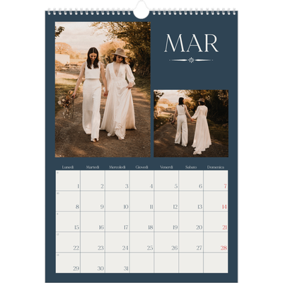 Calendario A3 verticale — Ardesia e grazie [Marzo]