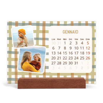 Calendario con supporto in legno orizzontale — Fantasia rétro
