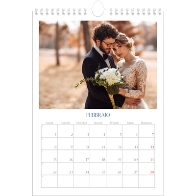 Calendario personalizzato A4 — Classico cobalto [Febbraio]