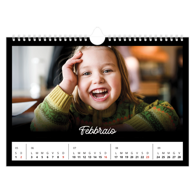 Calendario fotografico A4 — Minimale nero [Febbraio]