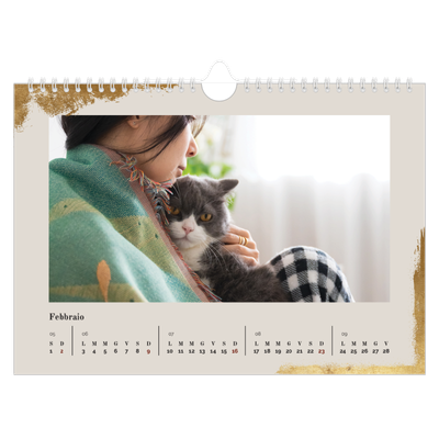 Calendario fotografico A4 — Classic Gold [Febbraio]