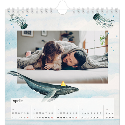 Calendari quadrati — Animali ad acquerello [Aprile]