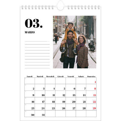 Calendario personalizzato A4 — Serif e momenti [Marzo]
