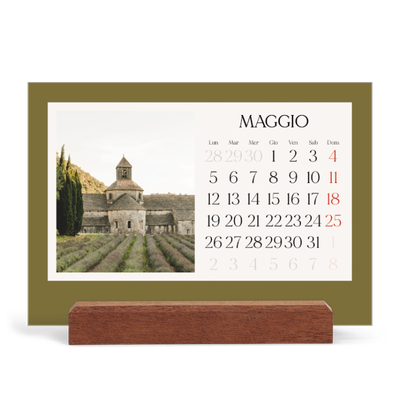 Calendario con supporto in legno orizzontale  — Colori classici [copertina]