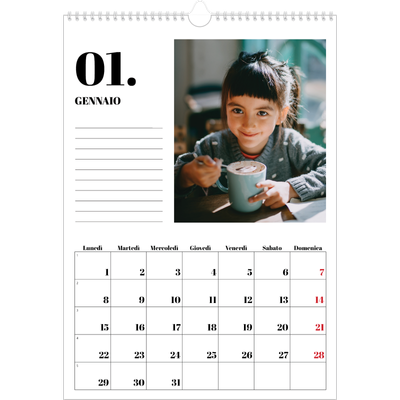 Calendario A3 verticale — Serif e momenti [Gennaio]