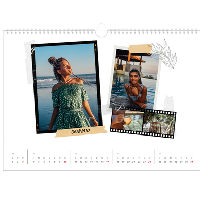Calendario A3 orizzontale  — Album ricordi con stile [Gennaio]