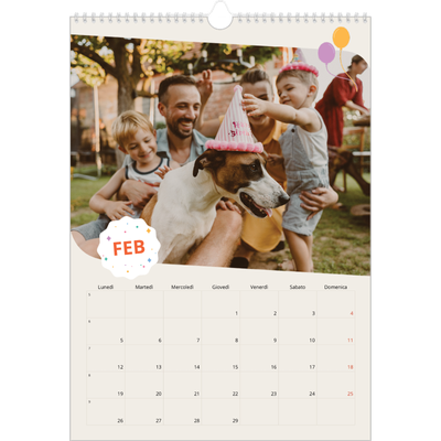 Calendario A3 verticale — Compleanno iconico [Febbraio]