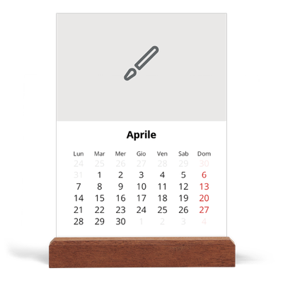 Calendario con supporto in legno verticale  — Disegna il tuo prodotto [Aprile]