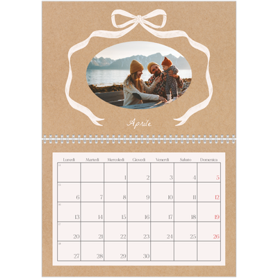 Calendario A4 Doppio — Kraft e fiocco [Aprile]