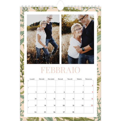 Calendario personalizzato A4 — Carta da parati floreale [Febbraio]