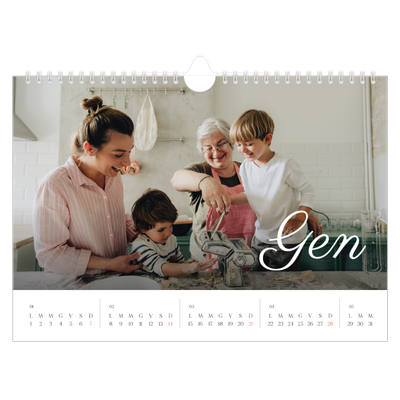 Calendario fotografico A4 — Mese scritto a mano [Gennaio]