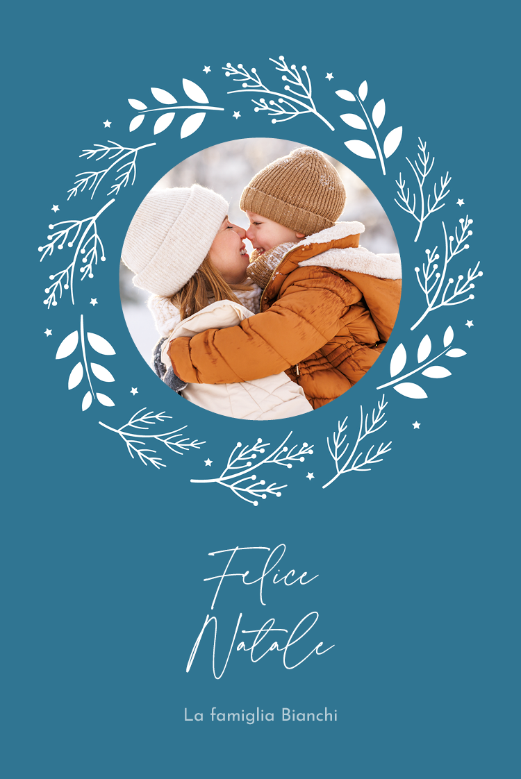 Biglietti — Ghirlanda di Natale - sfondo blu