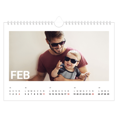 Calendario fotografico A4 — Mese in grande [Febbraio]