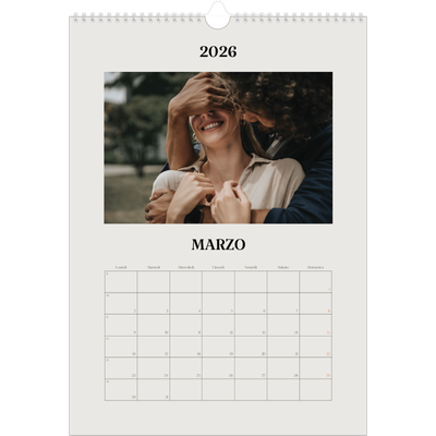Calendario A3 verticale — Avorio semplice [Marzo]