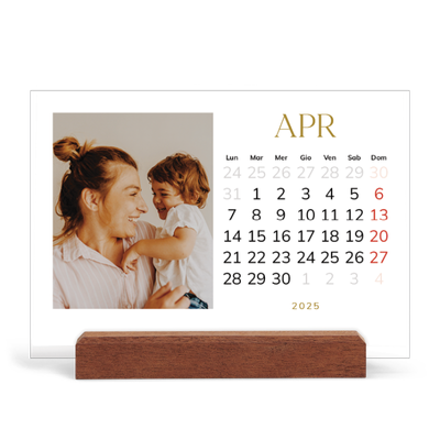 Calendario con supporto in legno orizzontale  — Testo in grande d'oro [Aprile]