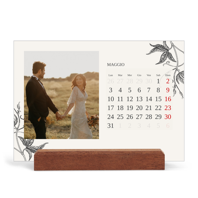 Calendario con supporto in legno orizzontale  — Inchiostro e edera [copertina]