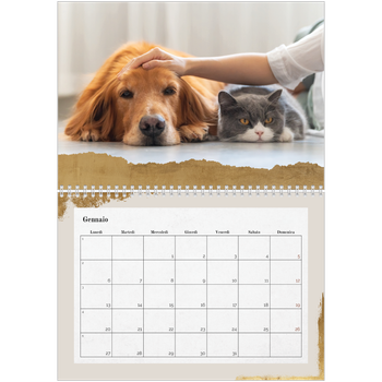 Calendario A4 Doppio — Paillettes d'oro
