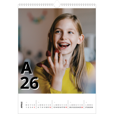 Calendario A3 verticale — Stile lettera [Aprile]
