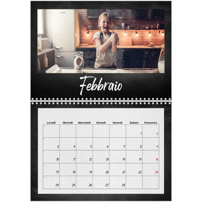 Calendario A4 Doppio — Stile lavagna [Febbraio]