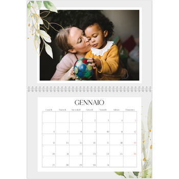 Calendario A4 Doppio — Spruzzo floreale