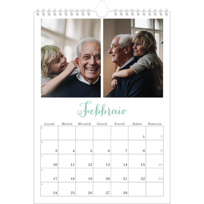 Calendario personalizzato A4 — Ciao mondo [Febbraio]