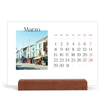 Calendario con supporto in legno orizzontale  — Il mio diario di viaggio [Marzo]