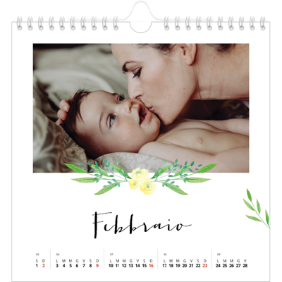 Calendari quadrati — Illustrazioni floreali [Febbraio]