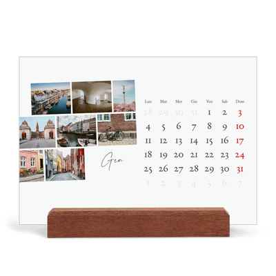 Calendario con supporto in legno orizzontale  — Soggiorno in città [Gennaio]