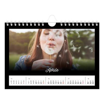 Calendario fotografico A5 — Minimale nero [Aprile]