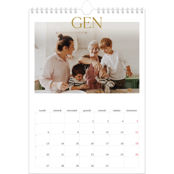 Calendario personalizzato A4 — Testo in grande d'oro