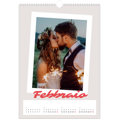 Calendario A3 verticale — Firmato in cremisi [Febbraio]