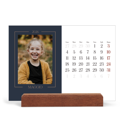 Calendario con supporto in legno orizzontale  — Blu prussiano [copertina]