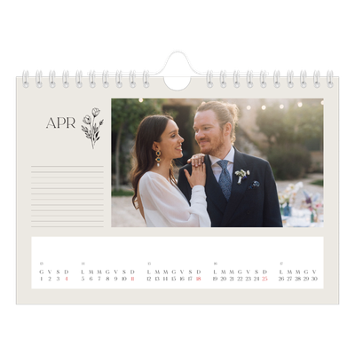 Calendario fotografico A5 — Iniziali in fiore [Aprile]