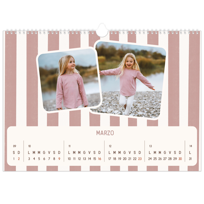 Calendario A3 orizzontale  — Fantasia rétro [Marzo]