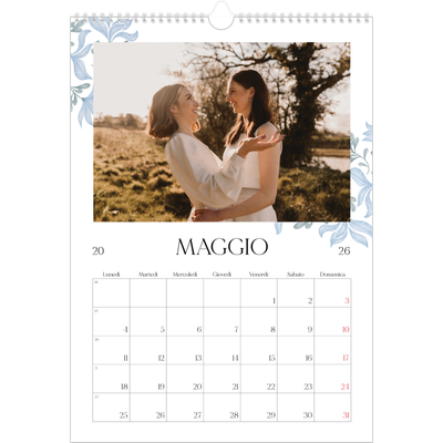 Calendario A3 verticale — Floreale elegante [copertina]