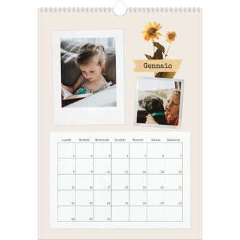 Calendario personalizzato A3 — Scrapbooking vintage
