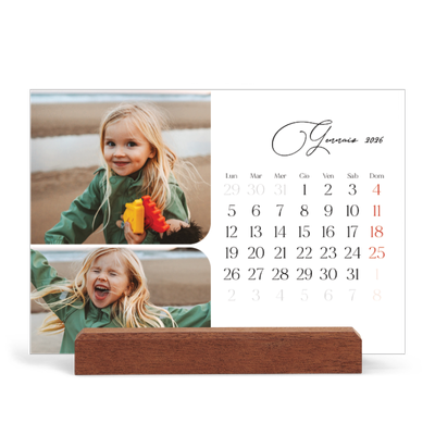 Calendario con supporto in legno orizzontale  — Istantanee e scrittura [Gennaio]