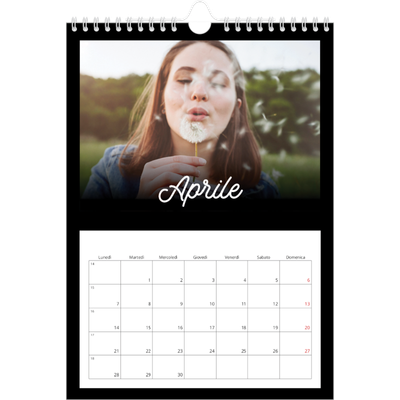 Calendario personalizzato A4 — Minimale nero [Aprile]