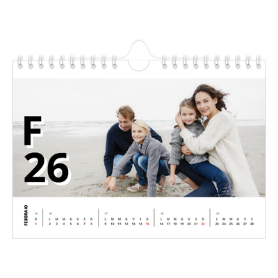 Calendario fotografico A5 — Stile lettera [Febbraio]