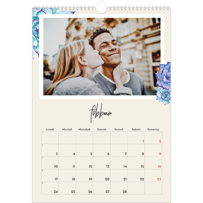 Calendario A3 verticale — Fiori dipinti [Febbraio]