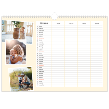 Calendario Fotografico A3 Orizzontale — Calendario moderno - Famiglia di 4