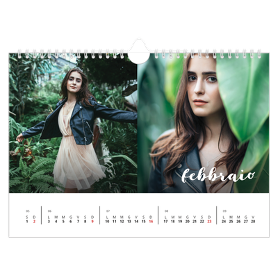 Calendario fotografico A4 — Scrittura semplice [Febbraio]