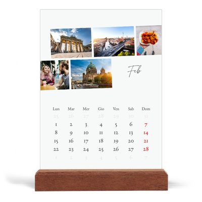 Calendario con supporto in legno verticale  — Soggiorno in città [Febbraio]