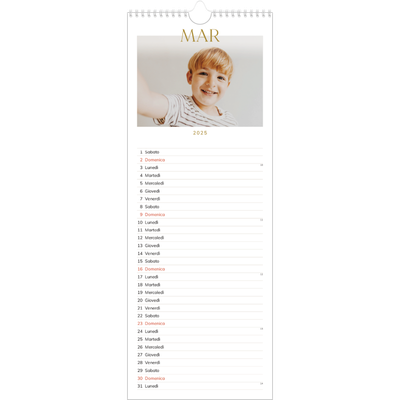 Calendario da cucina  — Testo in grande d'oro [Marzo]
