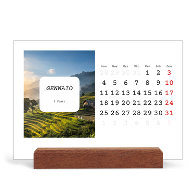 Calendario con supporto in legno orizzontale  — Tutta la storia [Gennaio]