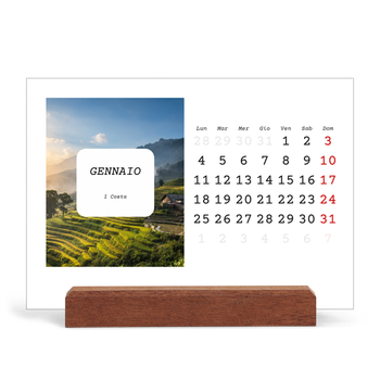 Calendario con supporto in legno orizzontale — Tutta la storia