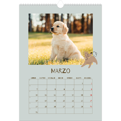Calendario A3 verticale — Cucciolo giocherellone [Marzo]