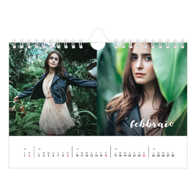 Calendario fotografico A5 — Scrittura semplice [Febbraio]